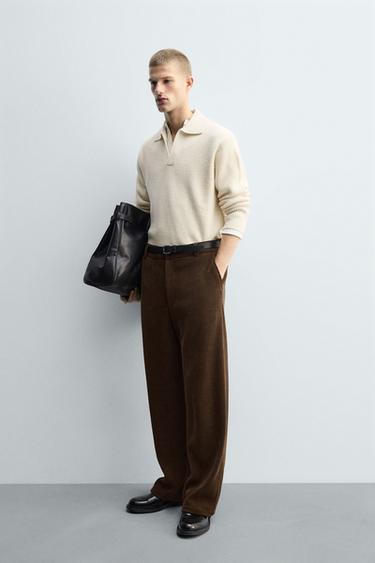 PANTALON COUPE LARGE EN VELOURS CÔTELÉ - Marron de Zara - Image 3
