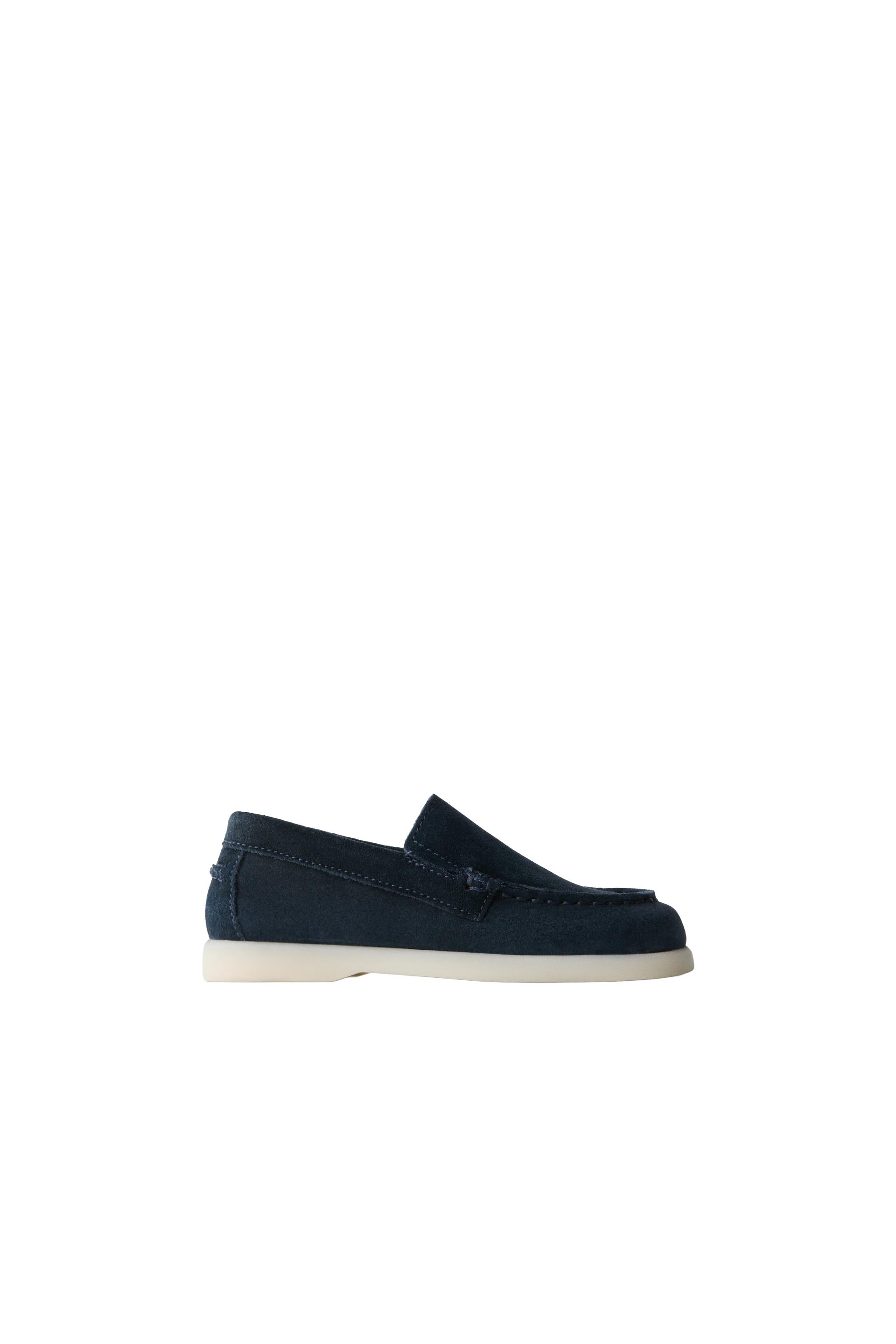 LEATHER DECK SHOES - Blue | ZARA Spain