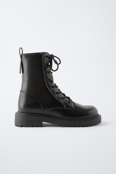 LACE-UP ANKLE BOOTS - Black by Zara