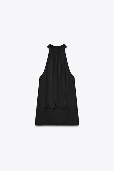 SATIN HALTER TOP - Black by Zara - Image 5