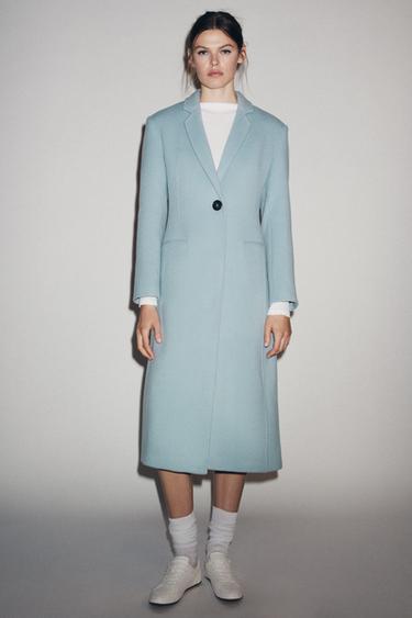 ПРИТАЛЕНЕ ПАЛЬТО ZW COLLECTION ІЗ ЗМІШАНОЇ ВОВНЯНОЇ ТКАНИНИ - Лазуровий Zara - Зображення 0