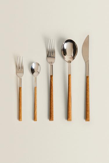 LOT TENEDORES POSTRE MANGO MADERA (LOT DE 4) - Marron de Zara - Image 4