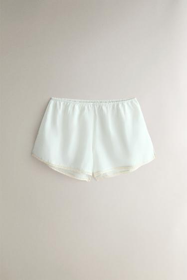 Zara COTTON LACE SHORTS - Light blue - Image 0