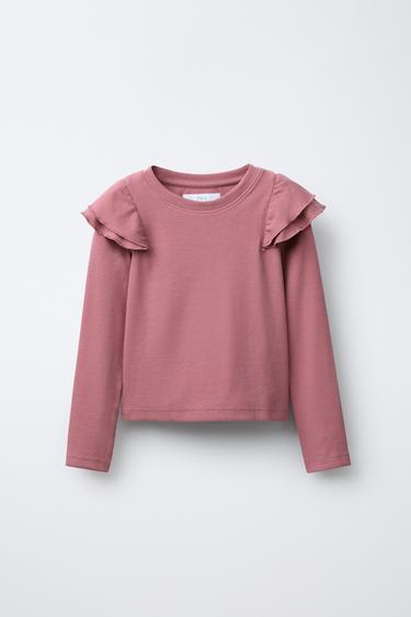 CAMISETA RIB VOLANTES - Rosa de Zara