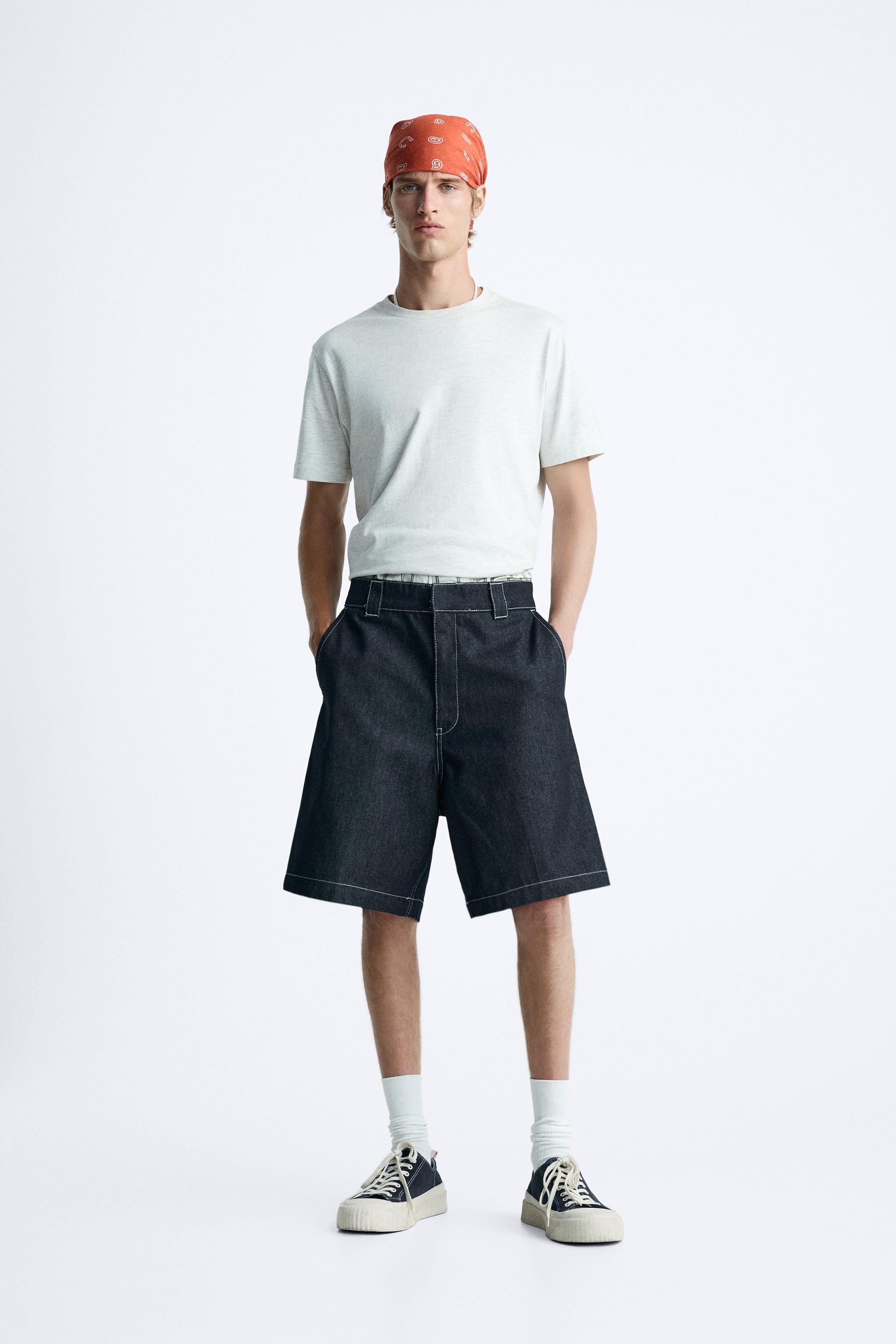 TOPSTITCHED DENIM SHORTS - Blue | ZARA United States