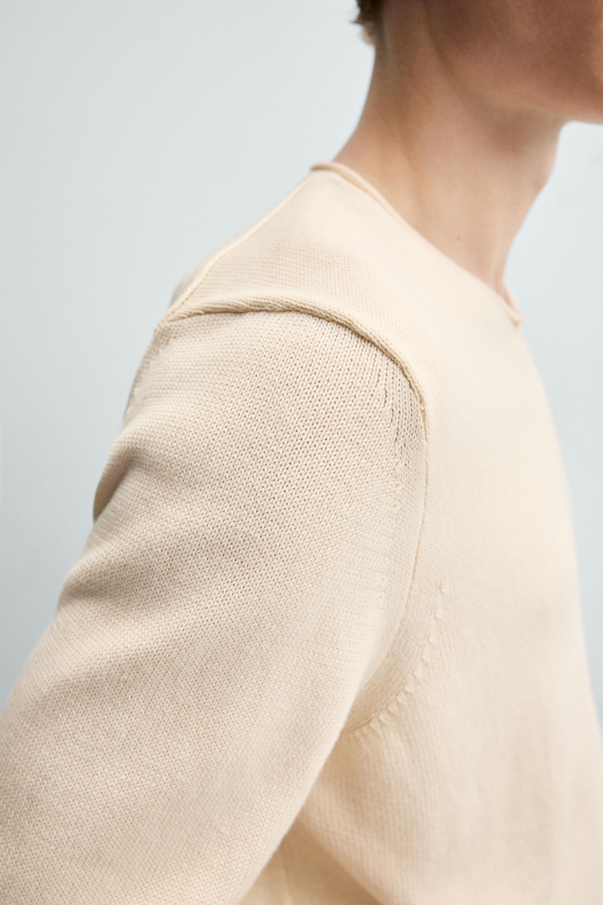 Мужские свитеры Zara RELAXED FIT COTTON V-NECK SWEATER — фото 6