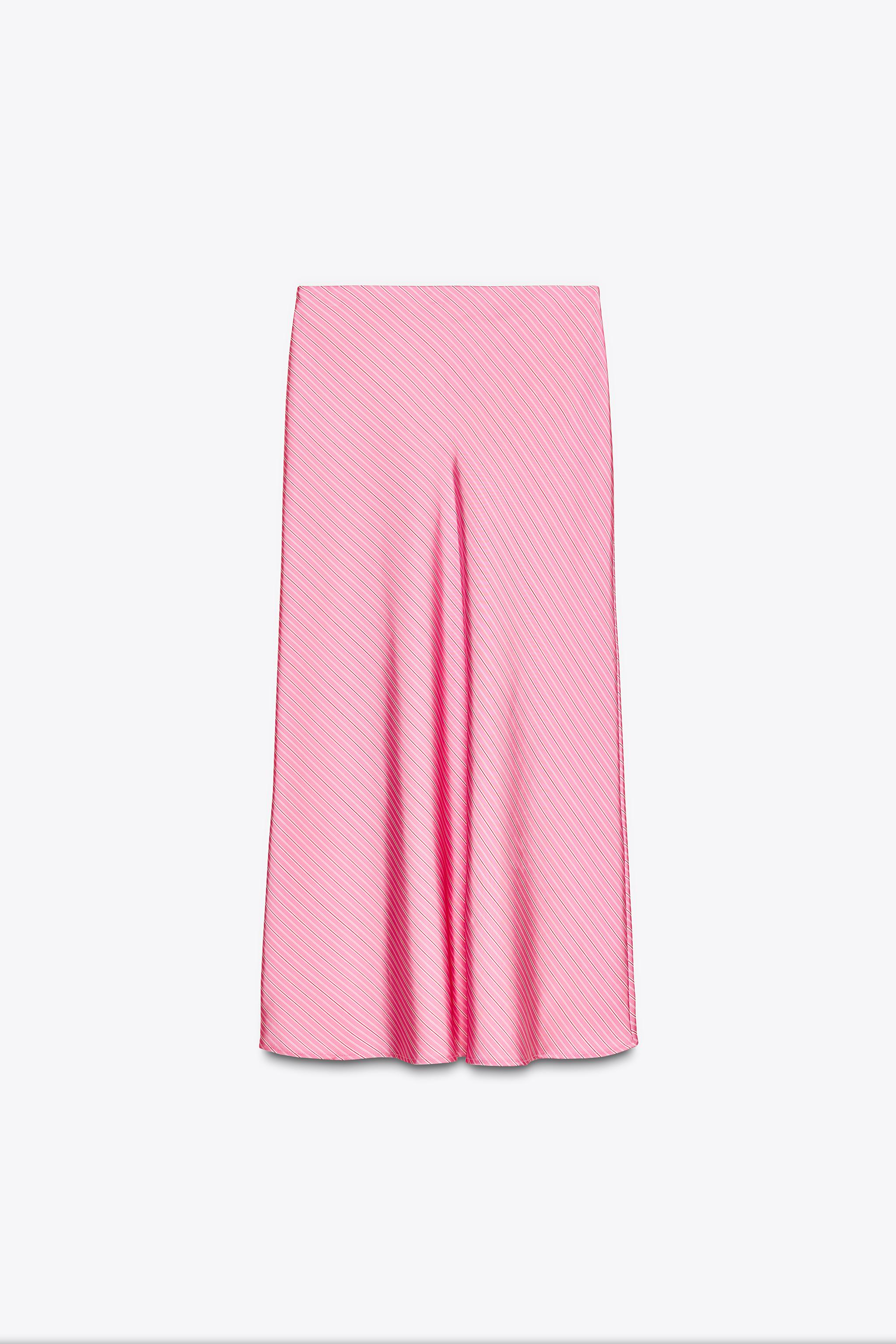 STRIPED SATIN MIDI SKIRT