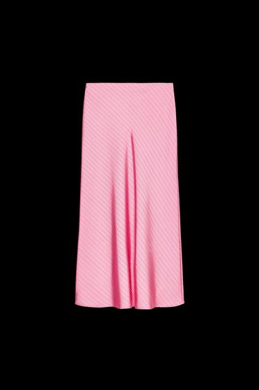 STRIPED SATIN MIDI SKIRT - Pink by Zara