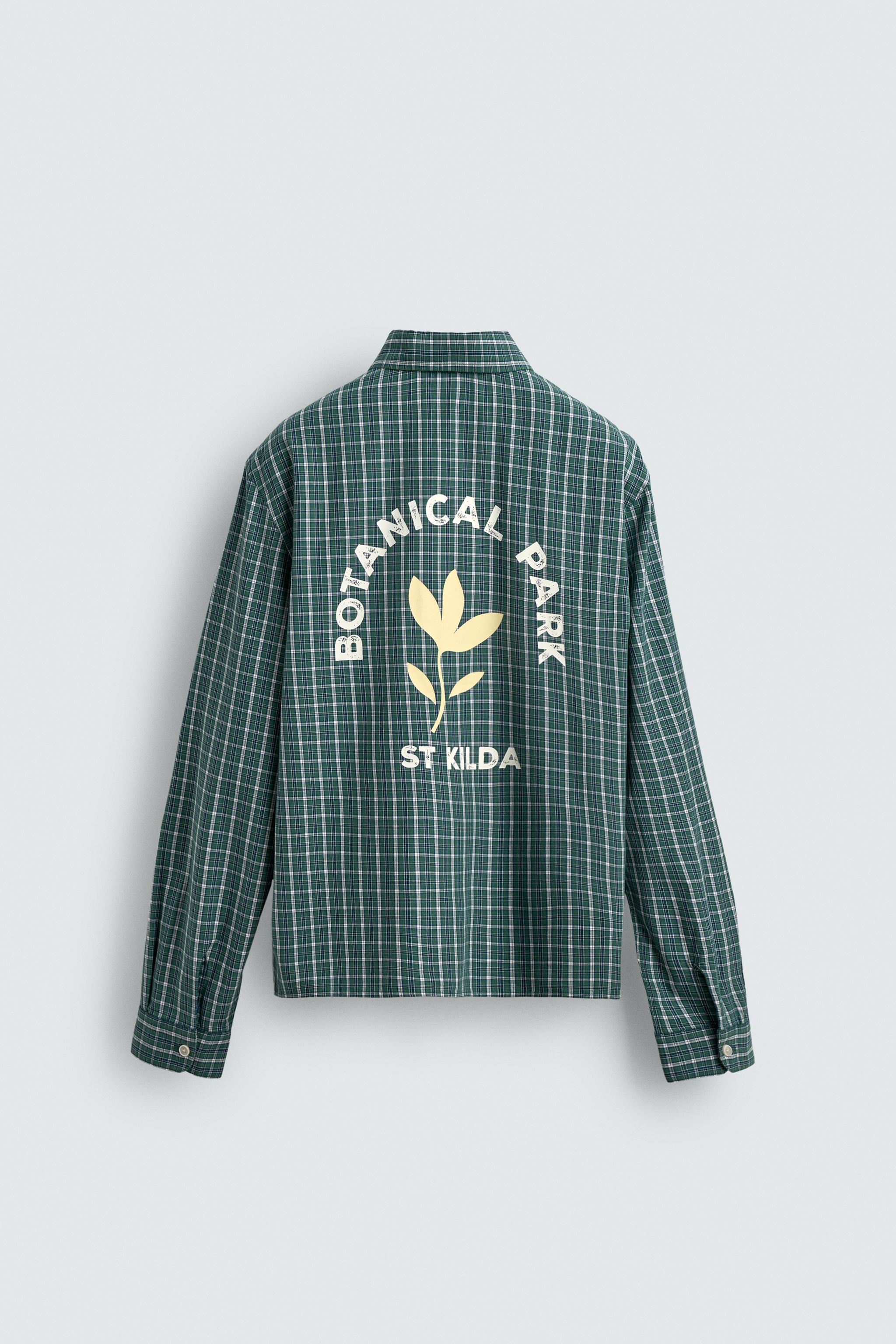 PLAID EMBROIDERED CROPPED SHIRT