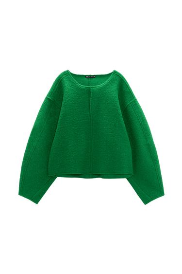 TEXTURED CROPPED SWEATSHIRT