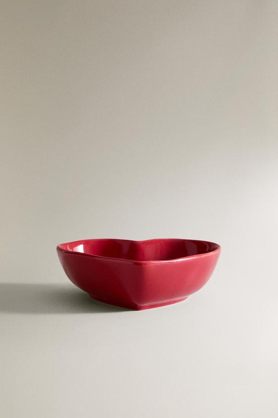 CHRISTMAS HEART STONEWARE BOWL - Red | ZARA United States