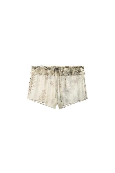 RUFFLED PRINTED SHORTS
