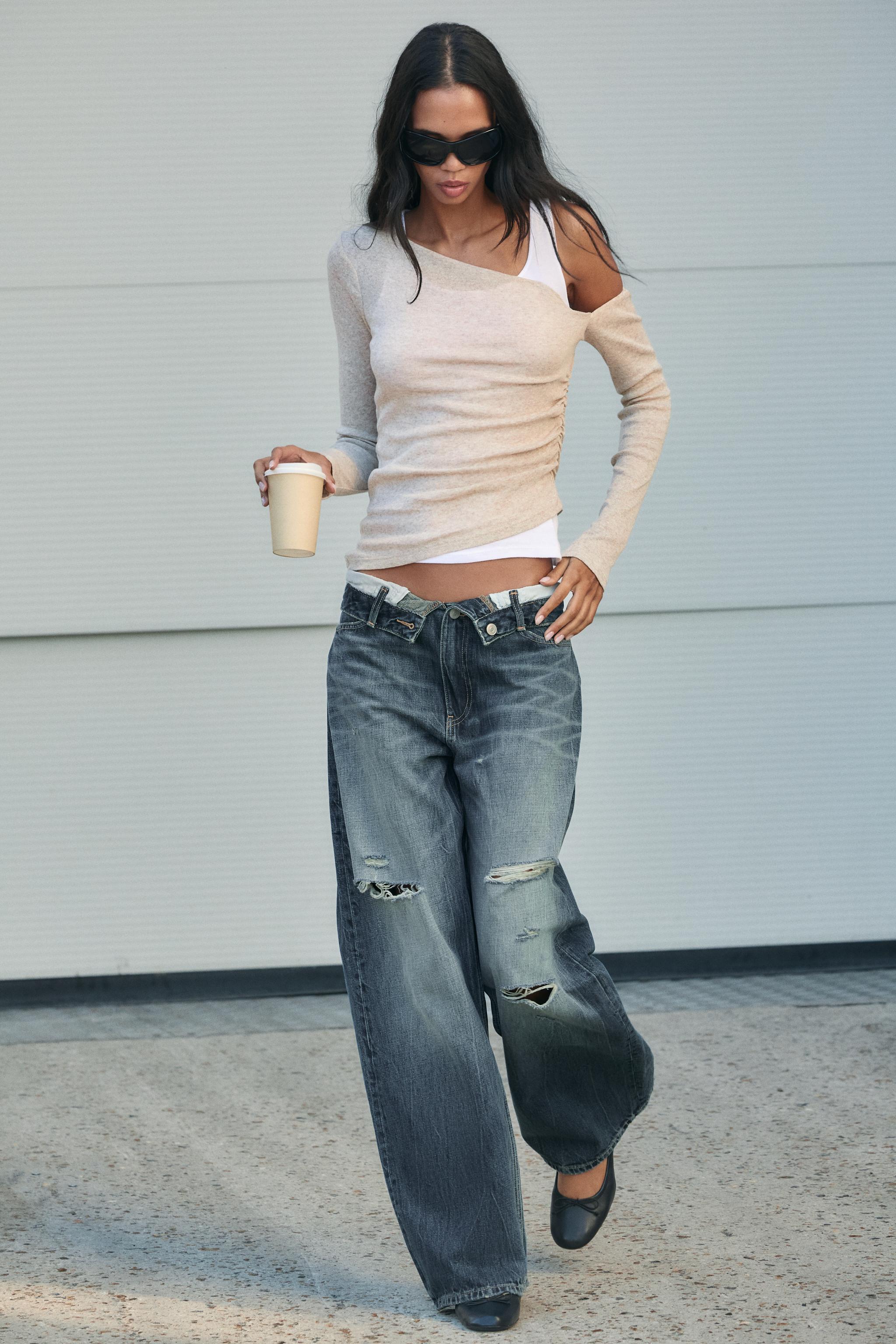 トップス ANDWANG Patina Preppy Knit Tops DOUBLE DRAPED TOP - Beige marl | ZARA Canada