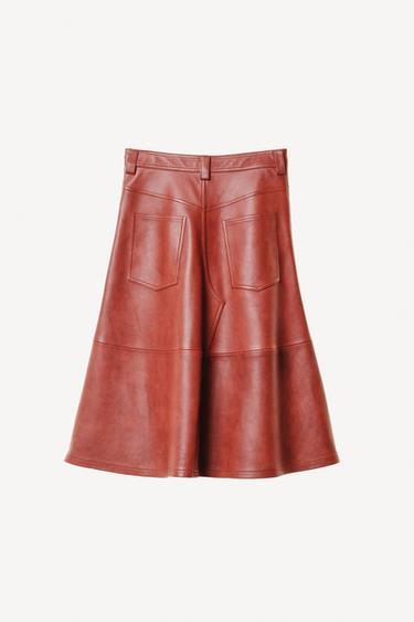 LEATHER MIDI SKIRT WILLY CHAVARRIA X ZARA - dark russet by Zara - Image 4