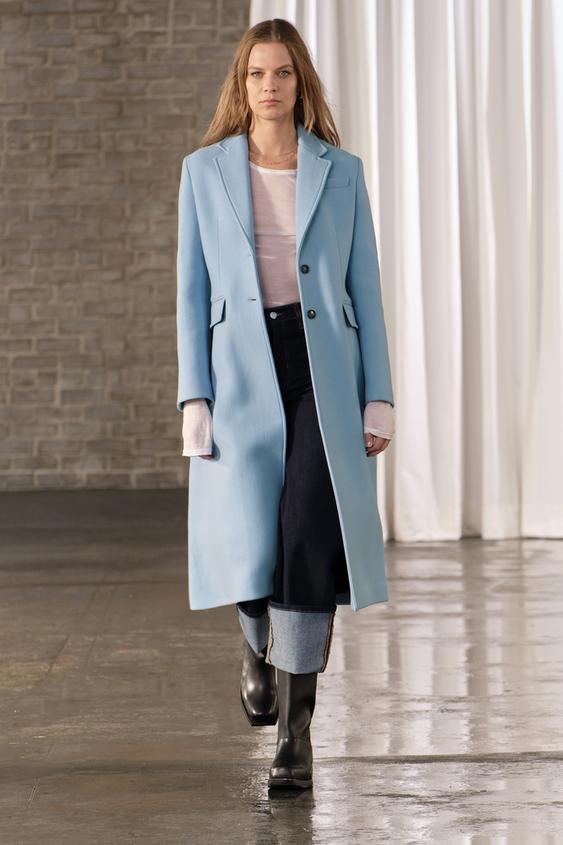 MANTECO WOOL COAT ZW COLLECTION - Sky blue