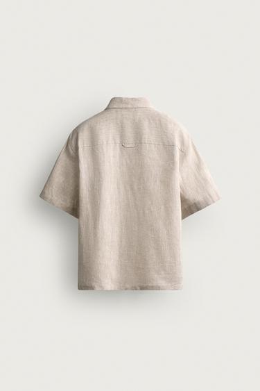 Zara 100% 亞麻休閒襯衫 - 淺米色