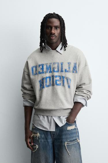 VARSITY PRINT SWEATSHIRT - Grey marl by Zara