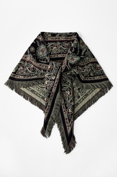 METALLIC THREAD PRINTED SCARF - Black by Zara