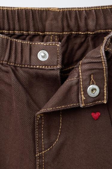 PANTALON EN SERGÉ BALLON CŒURS - Marron de Zara - Image 2