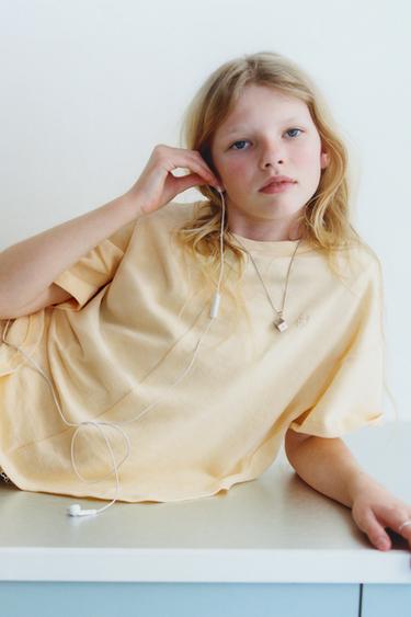 PLAIN T-SHIRT AND WIDE-LEG TROUSERS SET - Yellow by Zara