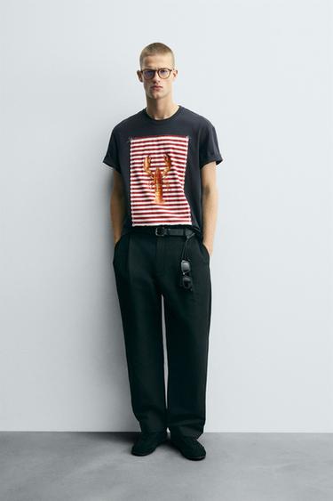 CAMISETA PARCHE LANGOSTA - Marino de Zara - Imagen 0