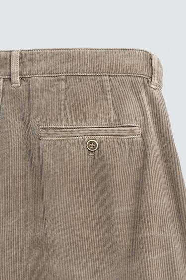 WIDE-LEG CORDUROY BERMUDA SHORTS - Mink by Zara - Image 8