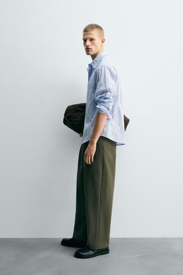 CHEMISE RAYURES EFFET FROISSÉ - Bleu ciel de Zara - Image 3