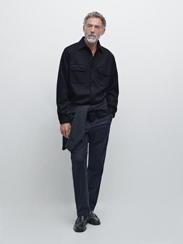 Sobrecamisa bolsillos pecho - Marino de Zara