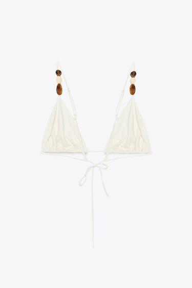 COLOUR BLOCK TRIANGLE BIKINI TOP - Ecru by Zara - Image 5