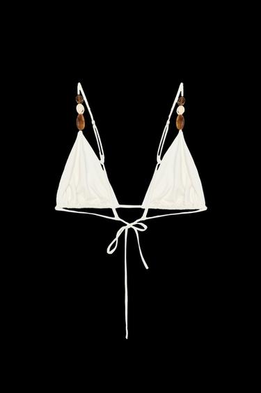 TRIANGEL-BIKINI-TOP MIT DETAILS - Cremefarben von Zara