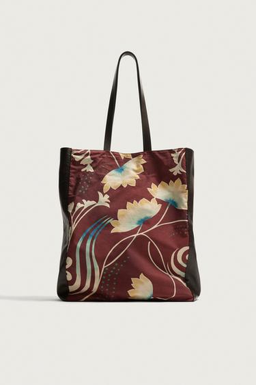 Zara LIMITED EDITION LEATHER DETAIL SHOPPER BAG - Black