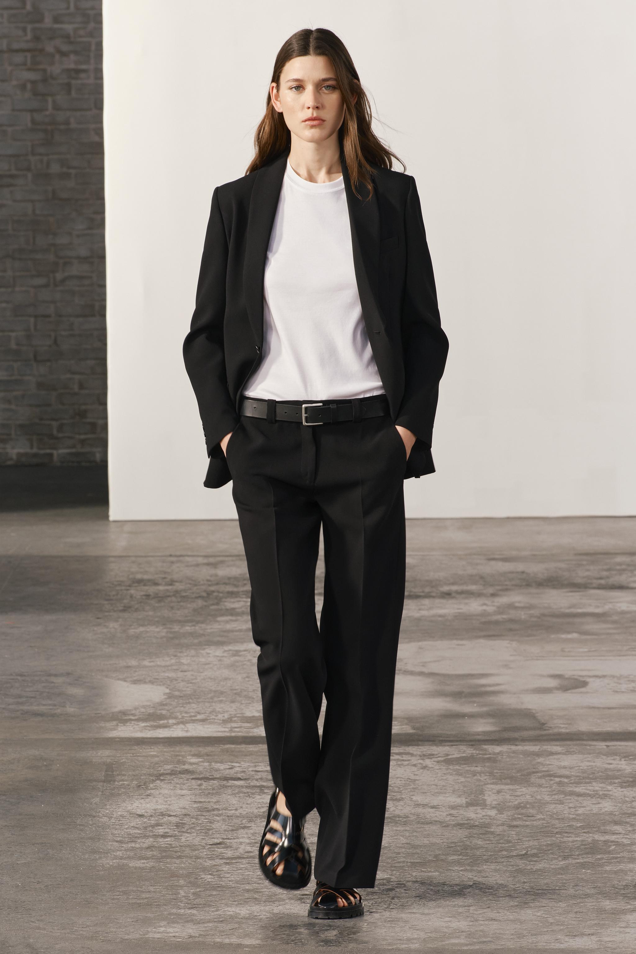 ZARA NEW WOMAN SS24 ZW COLLECTION FLOWING TROUSERS WITH SIDE ZIP