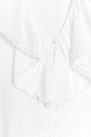 RUFFLED LACE TRIM BLOUSE - White by Zara - Image 8