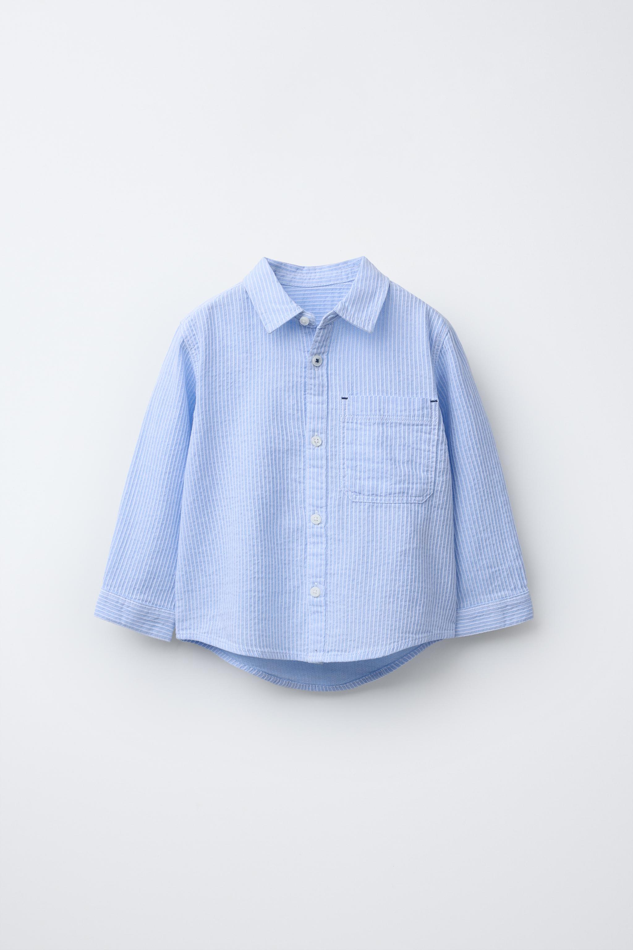 TEXTURED SHIRT - Ecru / Blue | ZARA United States