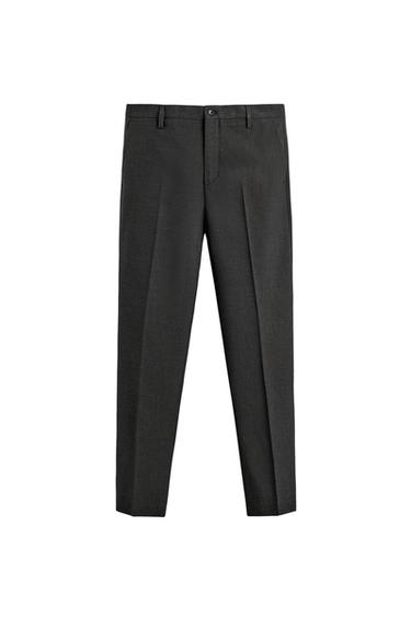 PANTALÓN TRAJE ESTRUCTURA CUADROS - Gris Antracita de Zara
