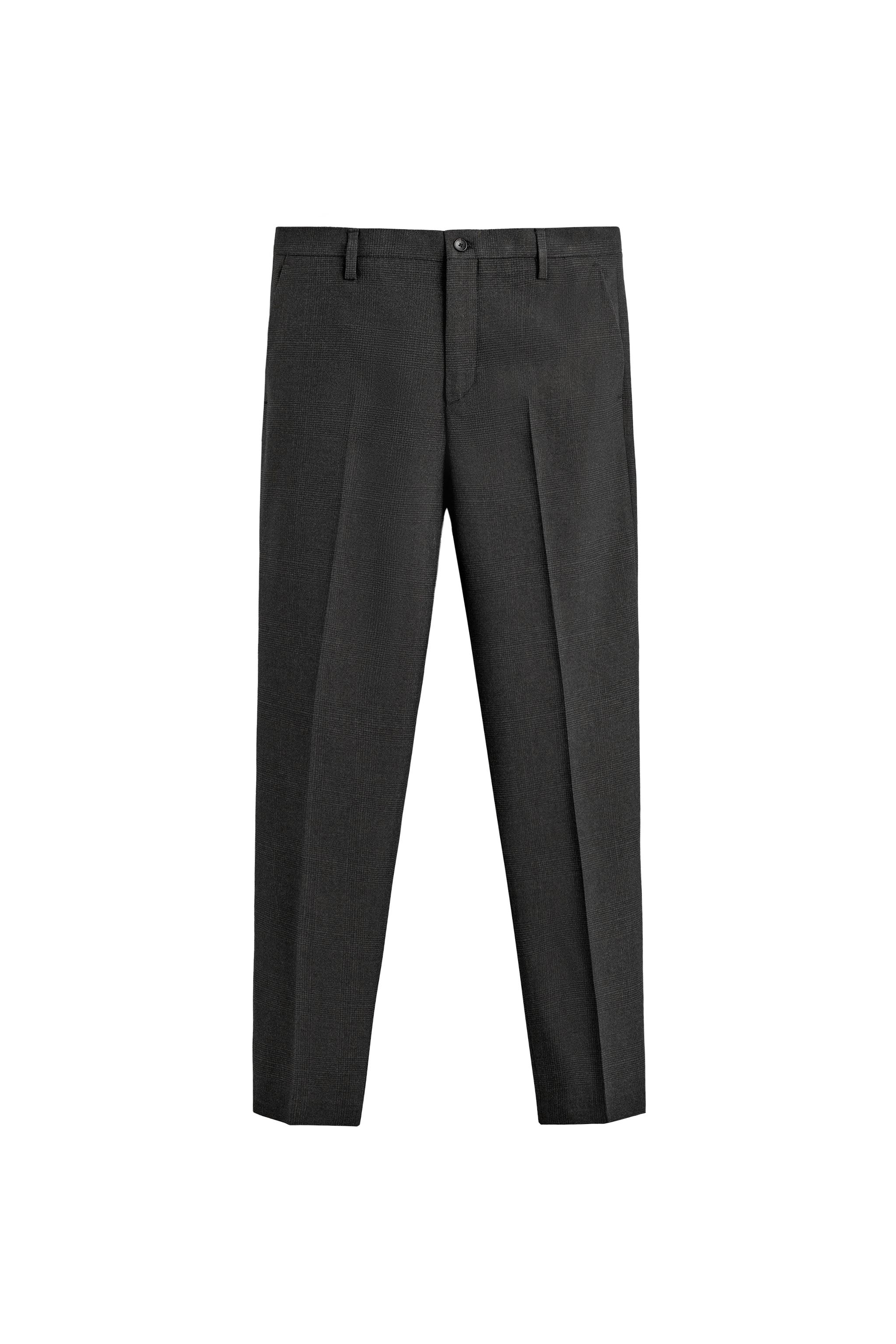 PLAID TEXTURED SUIT PANTS