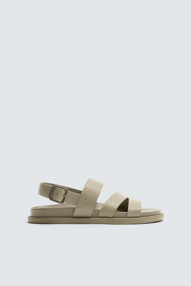 Zara STRAPPY SANDALS - Ecru
