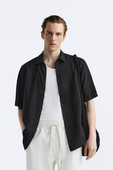 100% LINEN SHIRT - Black by Zara