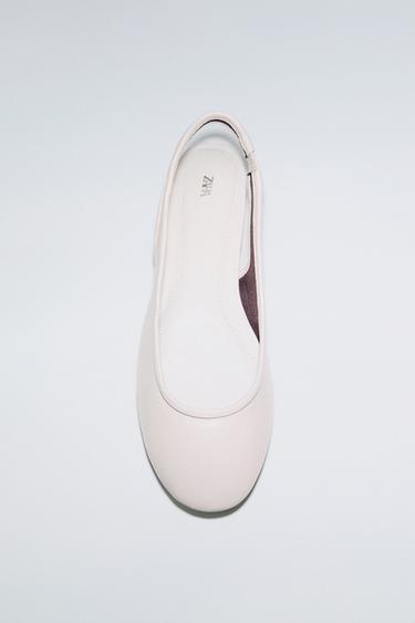LEATHER SLINGBACK BALLET FLATS - White by Zara