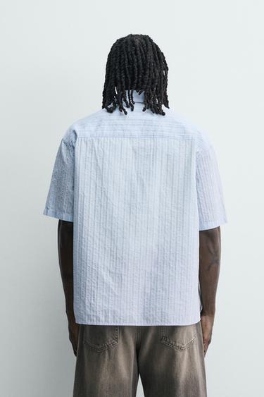 CHEMISE BOXY FIT À RAYURES - Bleu de Zara - Image 2