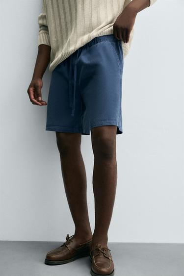 BERMUDA COUPE DÉCONTRACTÉE LYOCELL - COTON - Bleu de Zara - Image 4