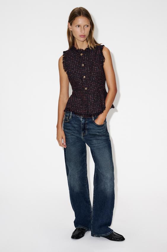 جيليه مهترئ بخيوط معدنية لامعة - red/navy الخاص بـ Zara - صورة 0