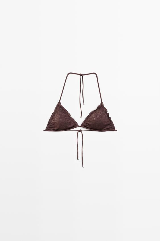 Shimmery ruffled bikini top from Zara - $70