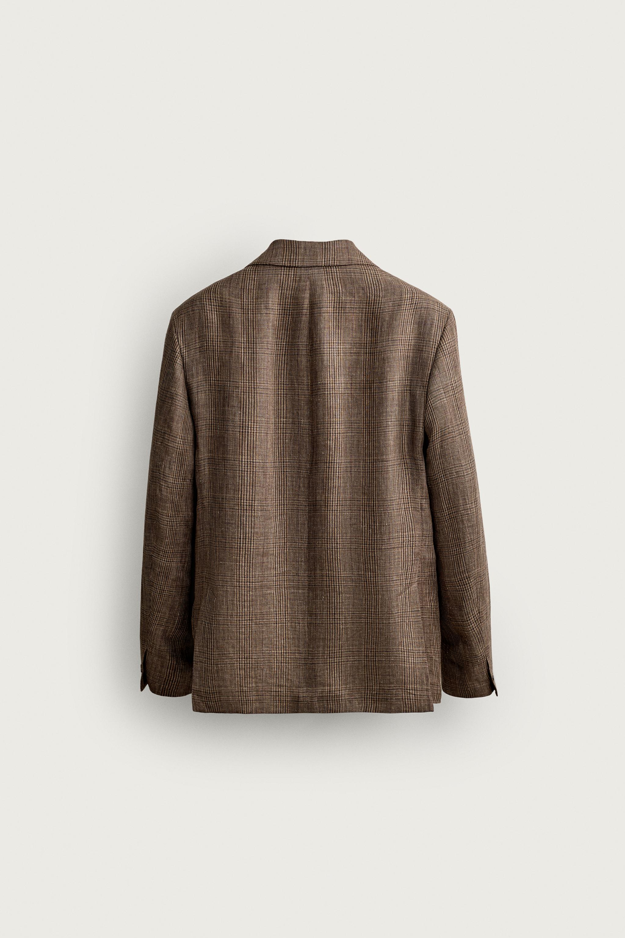 100% LINEN CHECK BLAZER