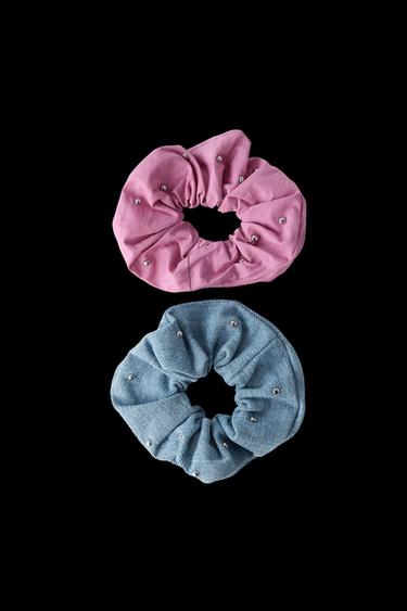 2ER-PACK ZOPFGUMMIS MIT NIETEN - Rosa von Zara