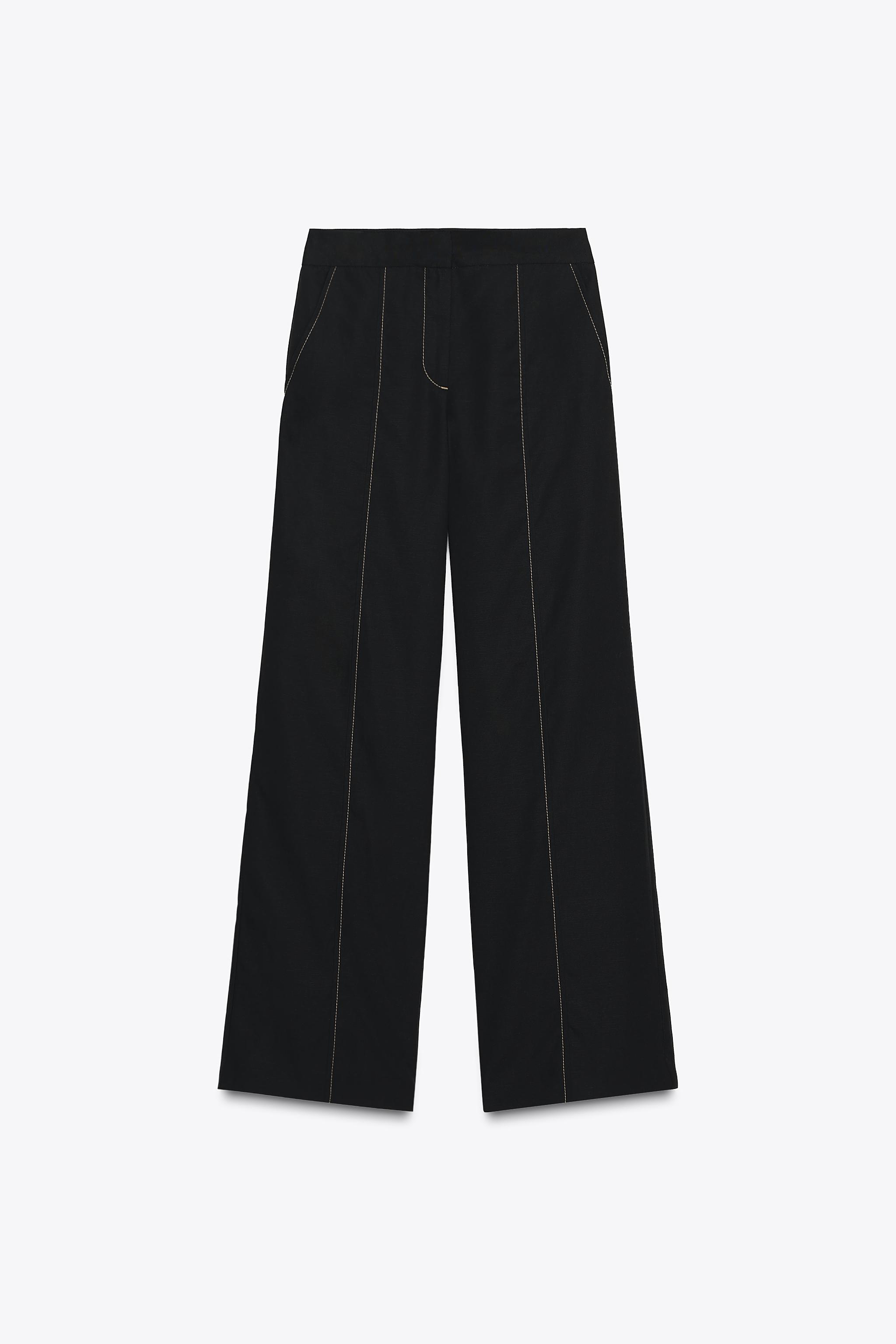 PANTALON DROIT SURPIQÛRES CONTRASTE