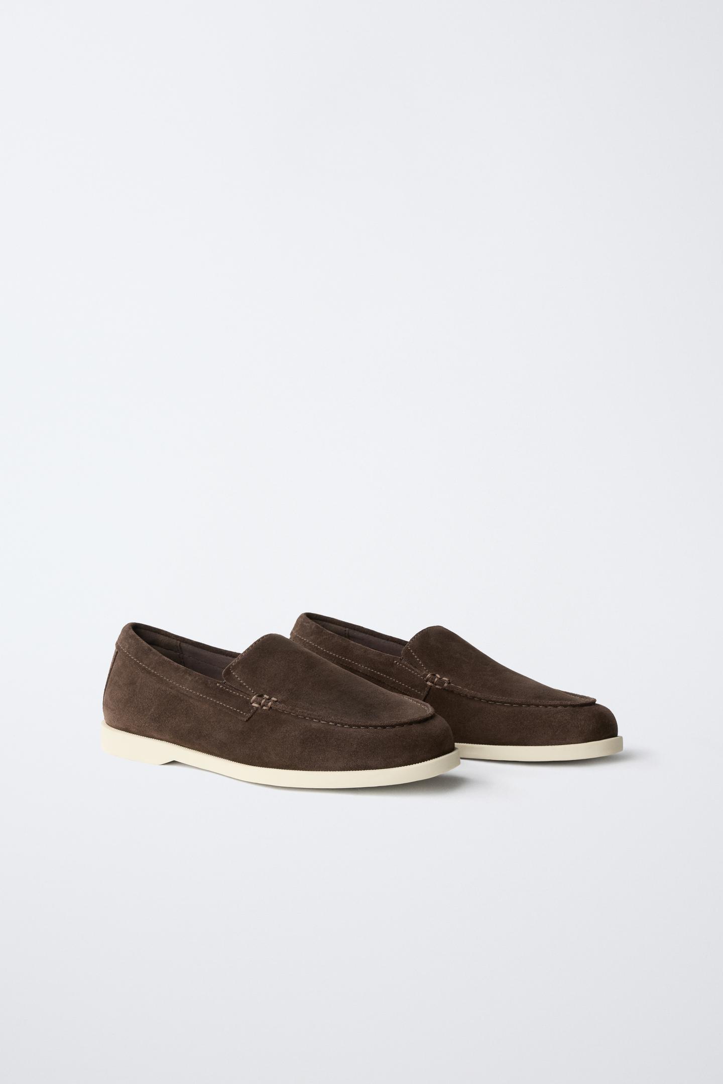 Детские туфли Zara Leather Boat, цвет: Коричневый, вариант 1 — фото 2