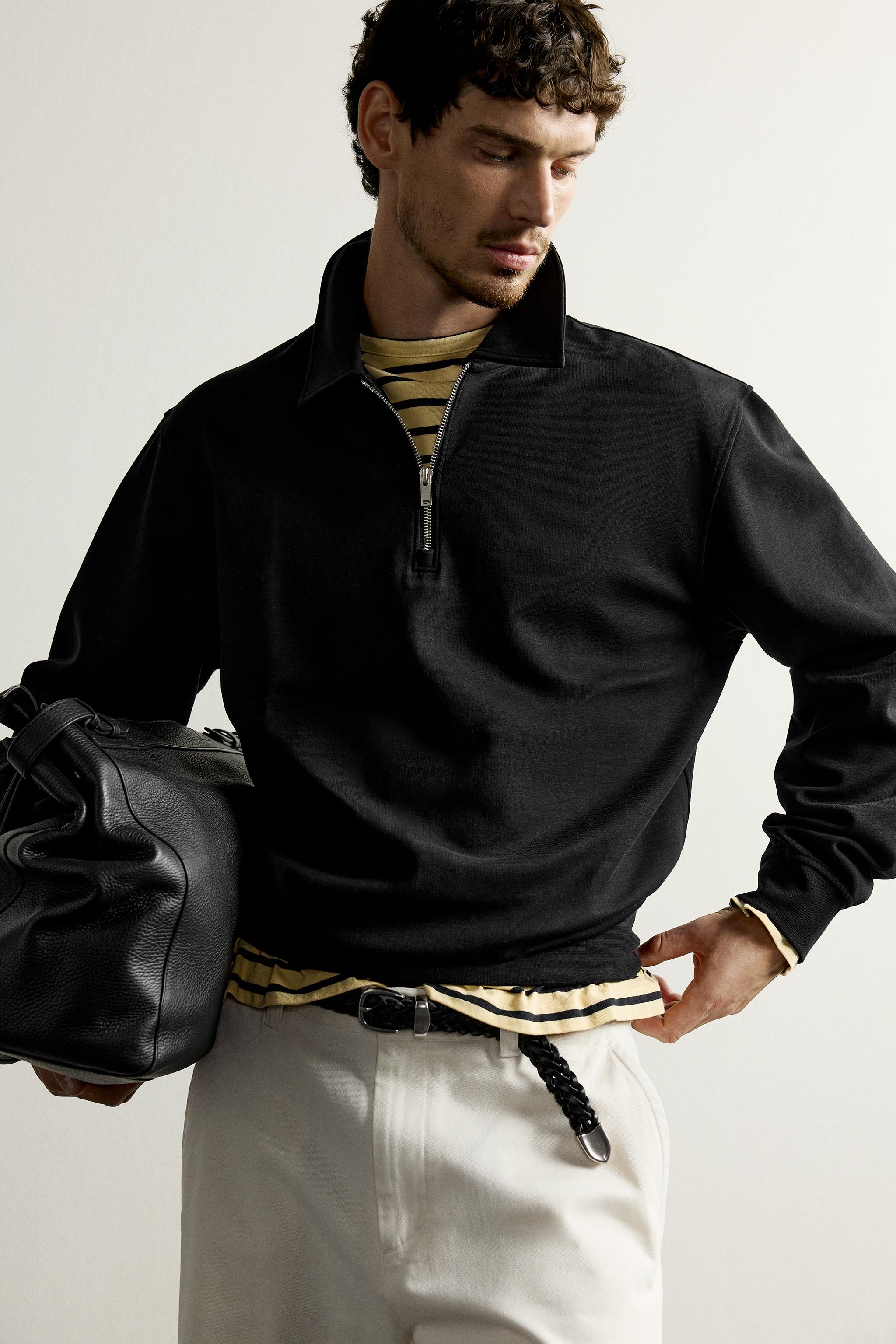 INTERLOCK ZIP POLO SWEATSHIRT