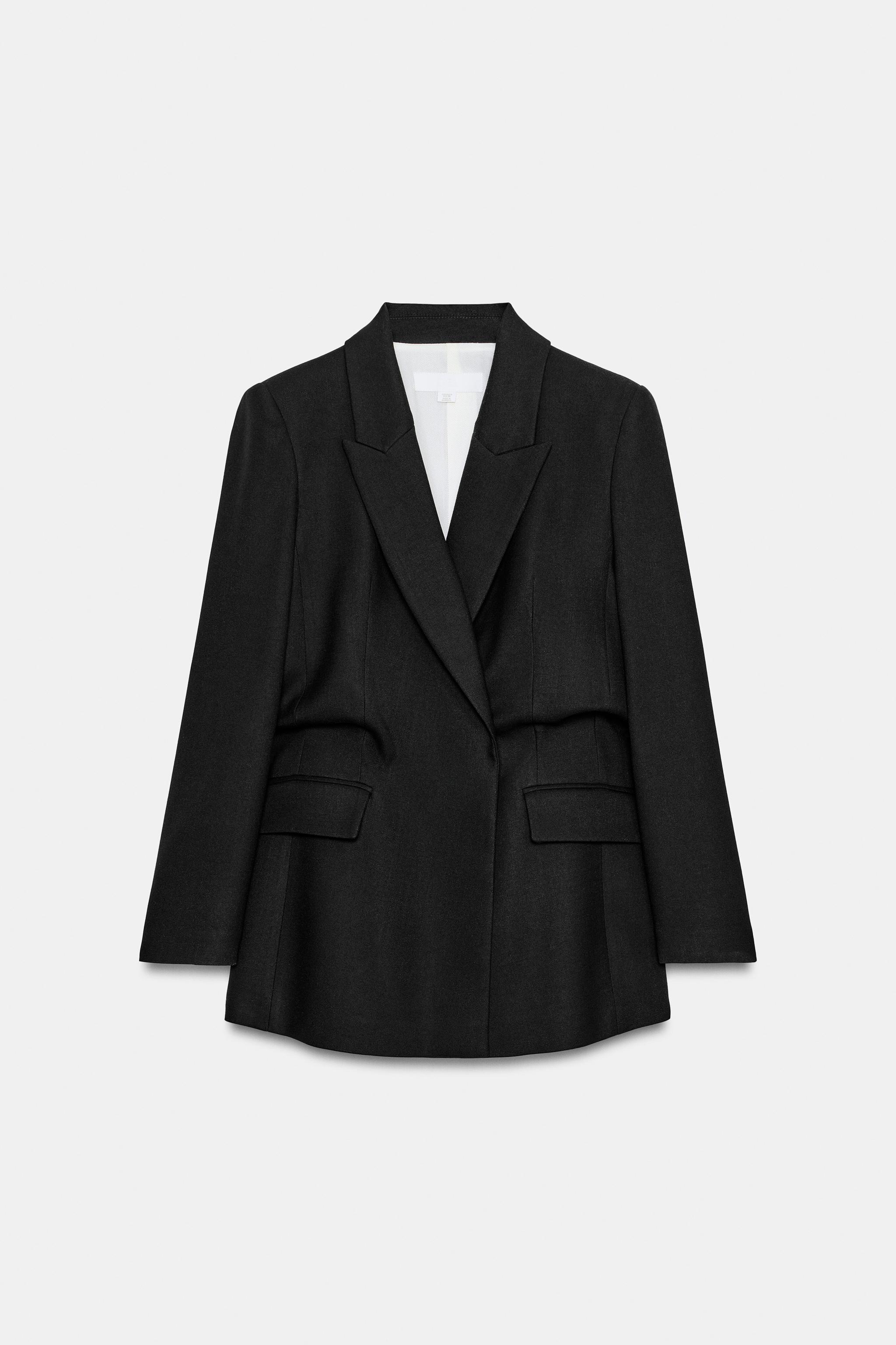 VESTE CROISÉE À TAILLE BALLON ET ÉPAULETTES