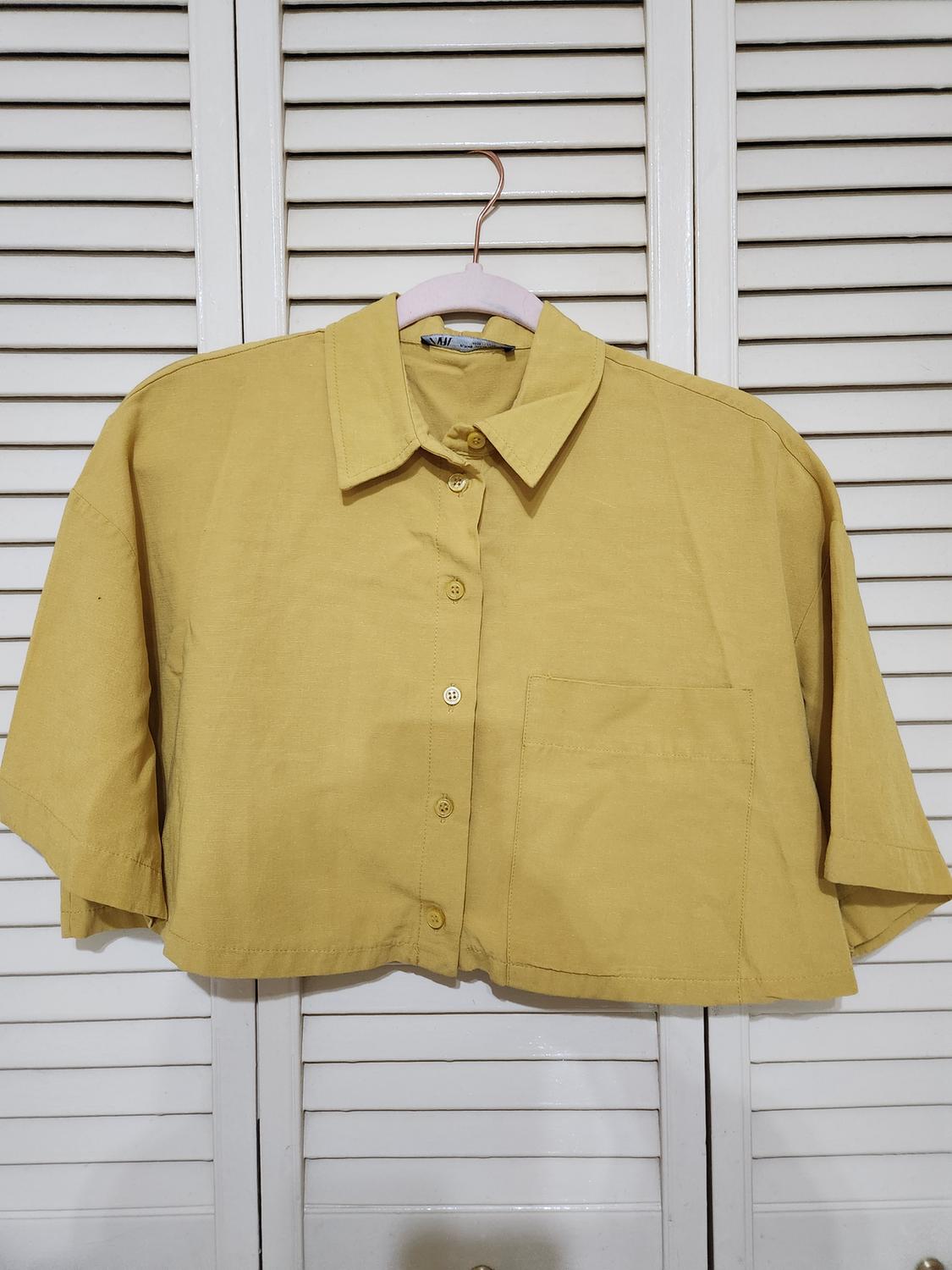 LINEN BLEND CROP TOP